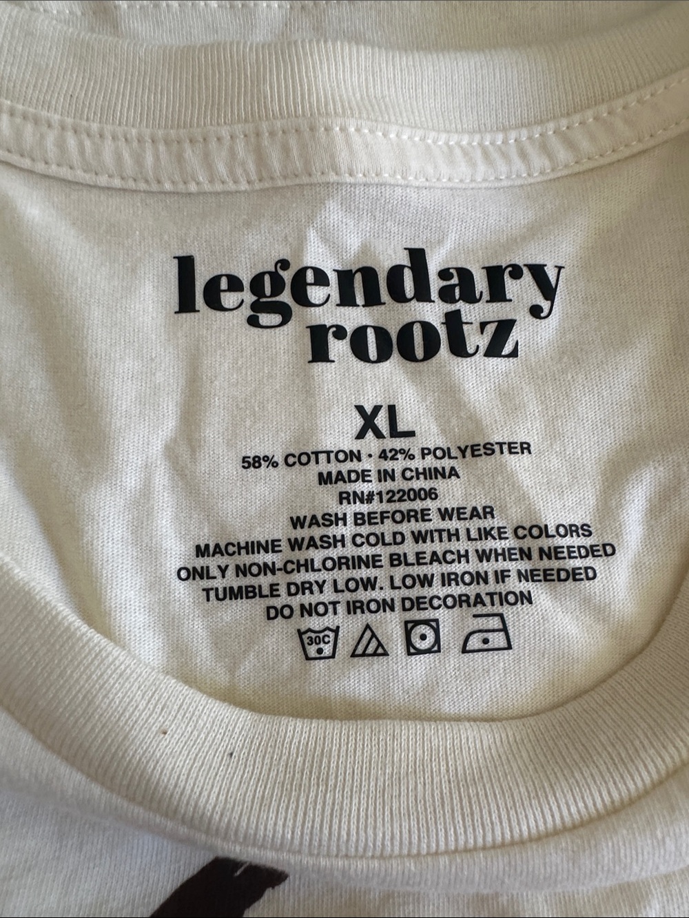 Legendary Rootz Ivory Short Sleeve Tee NWT Size XL - Picture 5 of 5